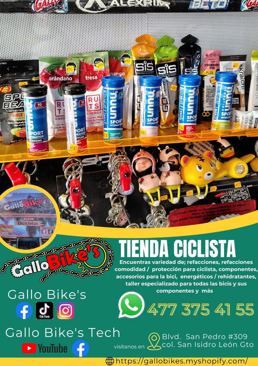 Refacciones, accesorios, ropa, energéticos, taller con servicios especializados, bicis, todo eso y más lo encuentras, con amplia variedad en tu tienda de confianza... Gallo Bikes's