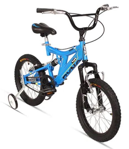 Bicicleta R 16 doble suspension  1  velocidad azul Ryno
