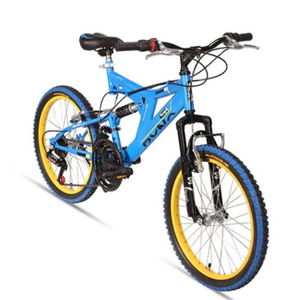 Bicicleta R 20 doble suspension azul 3x6  velocidades Ryno