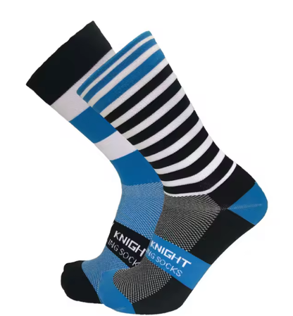 Calcetas para ciclismo negro-azul rayas