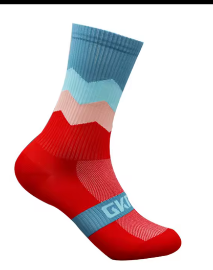 Calcetas para ciclismo rojo-azul