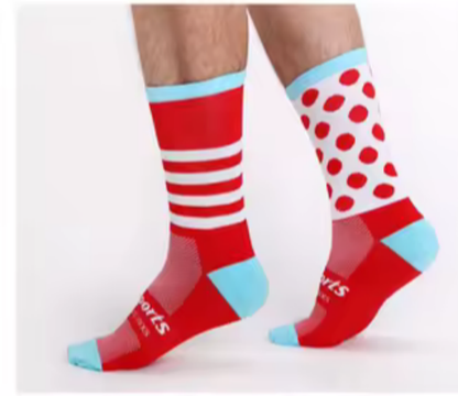 Calcetas para ciclismo rojo-aqua puntos