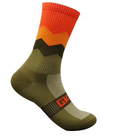 Calcetas para ciclismo verde-naranja