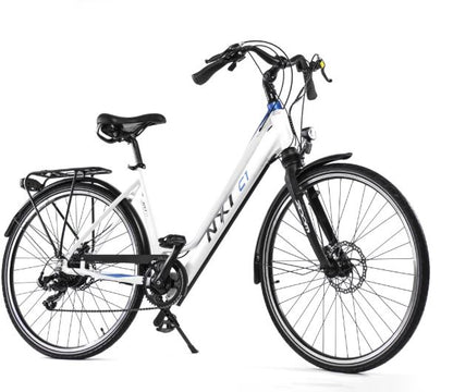 Bicicleta R 700 Urbana Electrica 1x7 velocidades Aluminio blanco / azul T - AEC - TDA41Z NTX