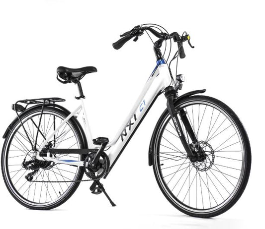 Bicicleta R 700 Urbana Electrica 1x7 velocidades Aluminio blanco / azul T - AEC - TDA41Z NTX