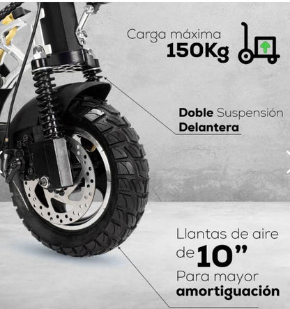 Scooter electrico GF - S12 10 pulgadas 500W 48V 14.5 AH IPX4 frenos de disco con suspension delantera E - lena