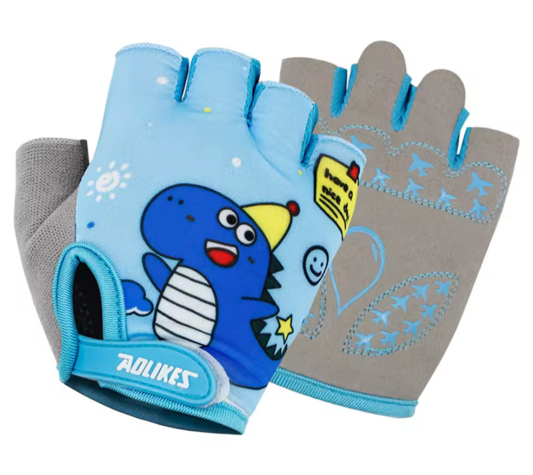 Guantes infantil dedo corto dinosaurio azul