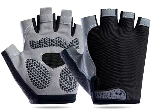 Guantes dedo corto, palma de gel negro