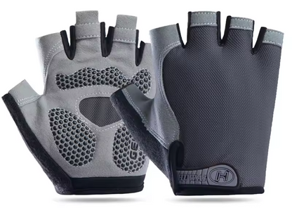 Guantes dedo corto, palma de gel gris