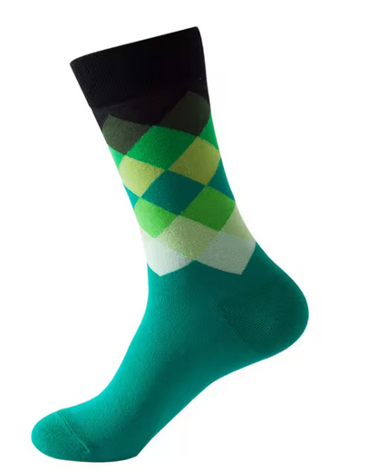 Calcetas para ciclismo algodón rombos verde