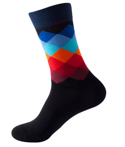 Calcetas para ciclismo algodón rombos azul / rojo