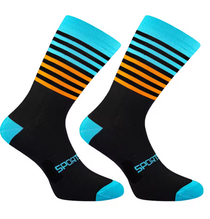 Calcetas para ciclismo azul / naranja