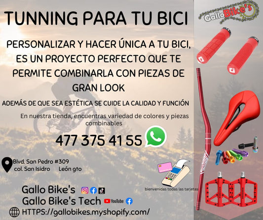 Refacciones, accesorios, ropa, energéticos, taller con servicios especializados, bicis, todo eso y más lo encuentras, con amplia variedad en tu tienda de confianza... Gallo Bikes's