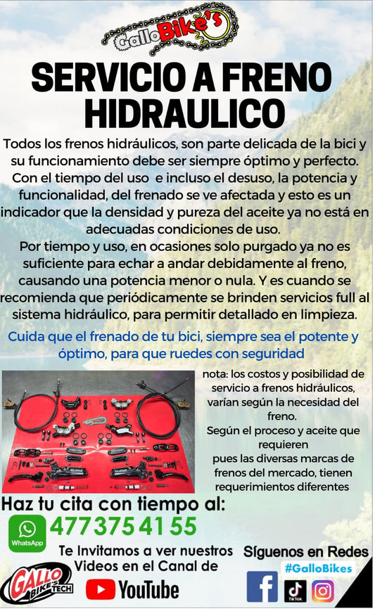 SERVICIO A FRENOS HIDRÁULICOS DE BICICLETA