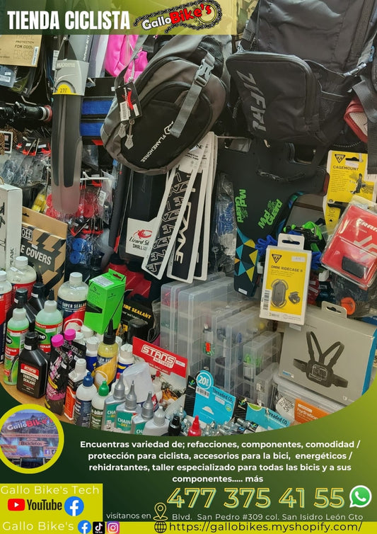 Refacciones, accesorios, ropa, energéticos, taller con servicios especializados, bicis, todo eso y más lo encuentras, con amplia variedad en tu tienda de confianza... Gallo Bikes's