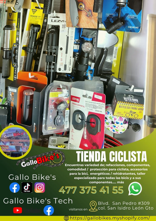 Refacciones, accesorios, ropa, energéticos, taller con servicios especializados, bicis, todo eso y más lo encuentras, con amplia variedad en tu tienda de confianza... Gallo Bikes's