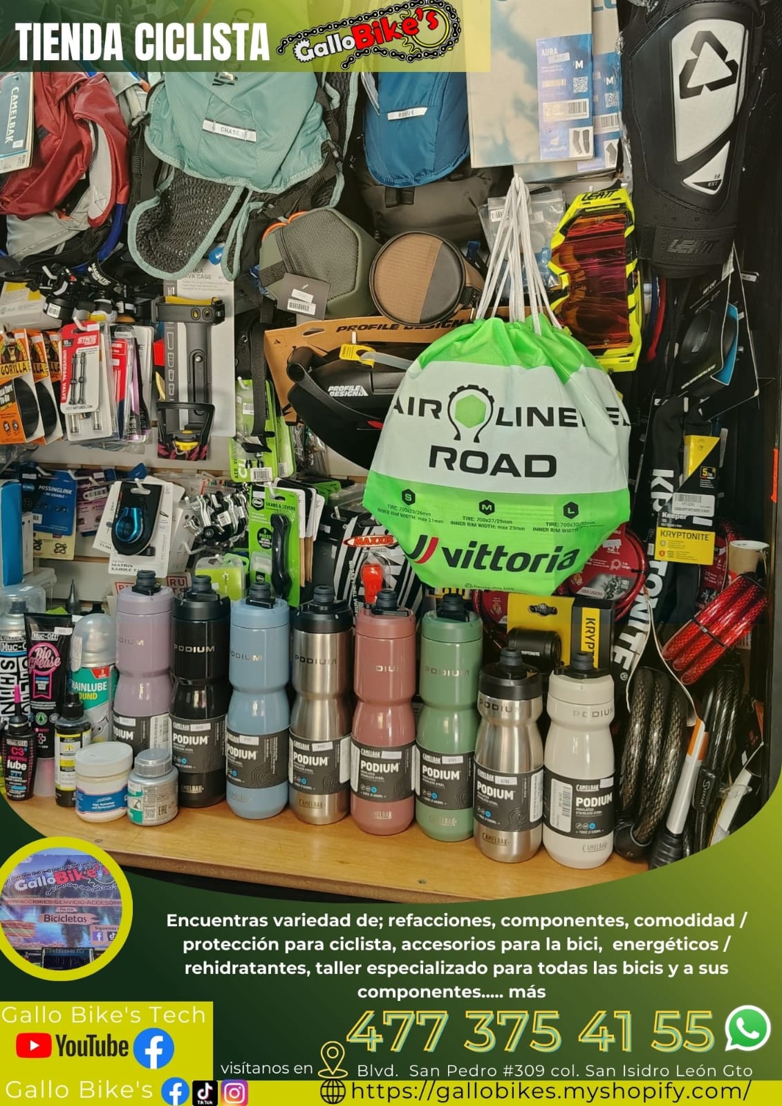 Refacciones, accesorios, ropa, energéticos, taller con servicios especializados, bicis, todo eso y más lo encuentras, con amplia variedad en tu tienda de confianza... Gallo Bikes's