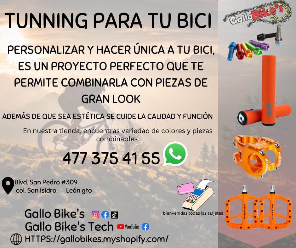 Refacciones, accesorios, ropa, energéticos, taller con servicios especializados, bicis, todo eso y más lo encuentras, con amplia variedad en tu tienda de confianza... Gallo Bikes's