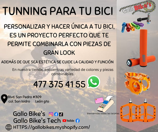 Refacciones, accesorios, ropa, energéticos, taller con servicios especializados, bicis, todo eso y más lo encuentras, con amplia variedad en tu tienda de confianza... Gallo Bikes's
