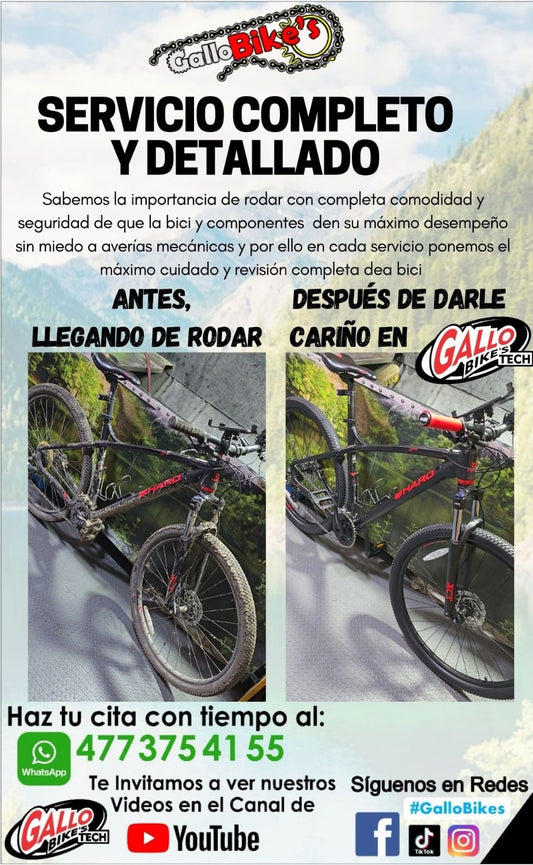 SERVICIO COMPLETO Y DETALLADO A BICICLETAS