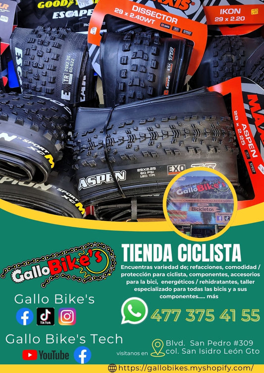 Refacciones, accesorios, ropa, energéticos, taller con servicios especializados, bicis, todo eso y más lo encuentras, con amplia variedad en tu tienda de confianza... Gallo Bikes's