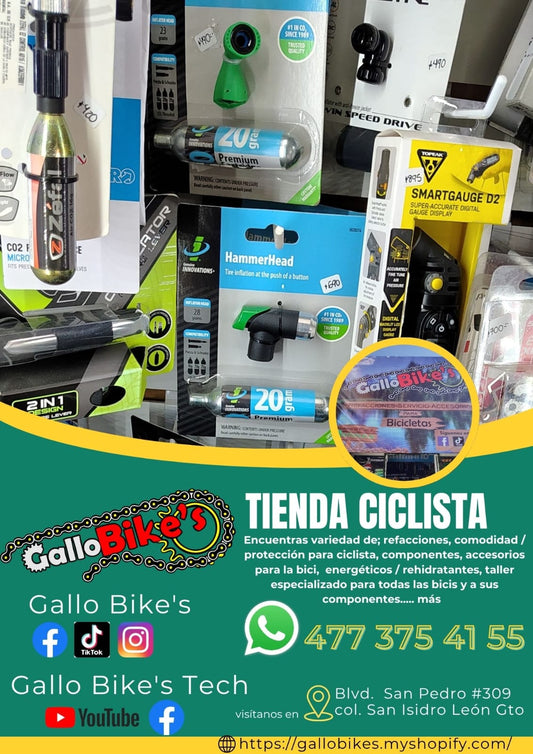 Refacciones, accesorios, ropa, energéticos, taller con servicios especializados, bicis, todo eso y más lo encuentras, con amplia variedad en tu tienda de confianza... Gallo Bikes's