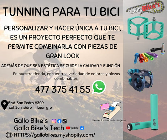 Refacciones, accesorios, ropa, energéticos, taller con servicios especializados, bicis, todo eso y más lo encuentras, con amplia variedad en tu tienda de confianza... Gallo Bikes's