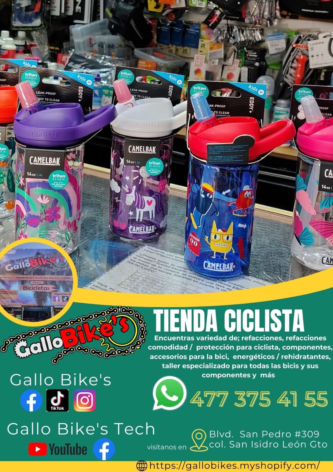 Refacciones, accesorios, ropa, energéticos, taller con servicios especializados, bicis, todo eso y más lo encuentras, con amplia variedad en tu tienda de confianza... Gallo Bikes's
