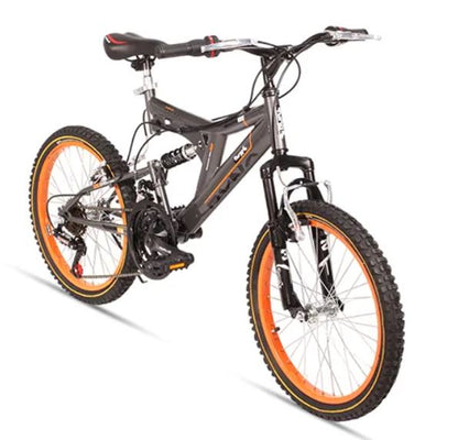 Bicicleta R 20 doble suspension gris 3x6  velocidades Ryno
