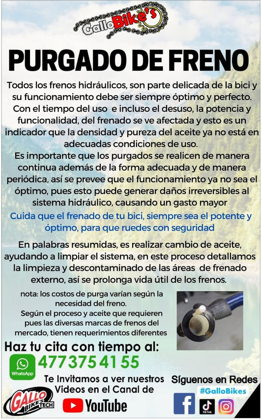 PURGADO DE FRENO HIDRAULICO PARA BICICLETA