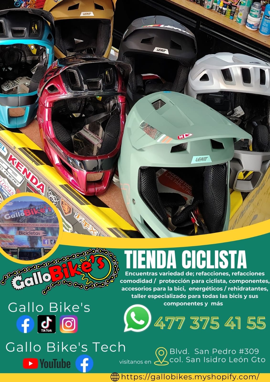 Refacciones, accesorios, ropa, energéticos, taller con servicios especializados, bicis, todo eso y más lo encuentras, con amplia variedad en tu tienda de confianza... Gallo Bikes's