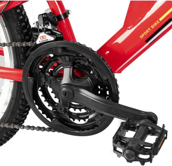 Bicicleta R 20 doble suspension roja 3x6  velocidades Ryno