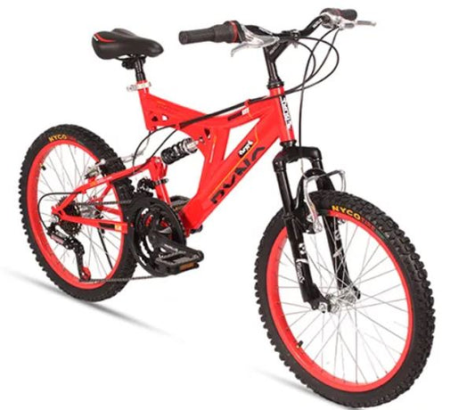 Bicicleta R 20 doble suspension roja 3x6  velocidades Ryno