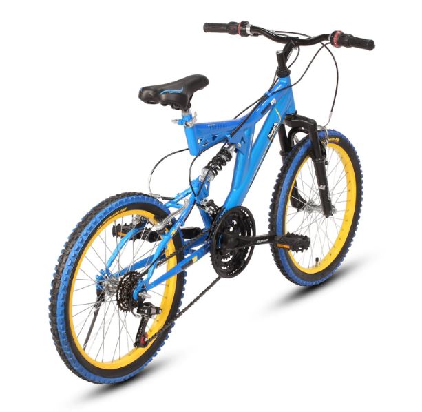 Bicicleta R 20 doble suspension azul 3x6  velocidades Ryno