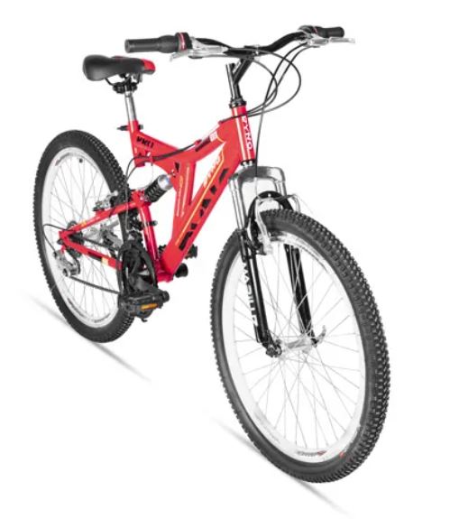 Bicicleta R 20 doble suspension roja 3x6  velocidades Ryno