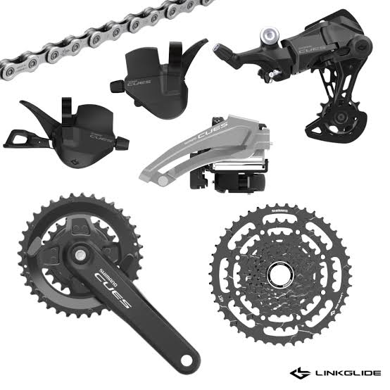 Transmisión 2x9 shimano cues, grupo de cambios 22/36 x 11/36 armada