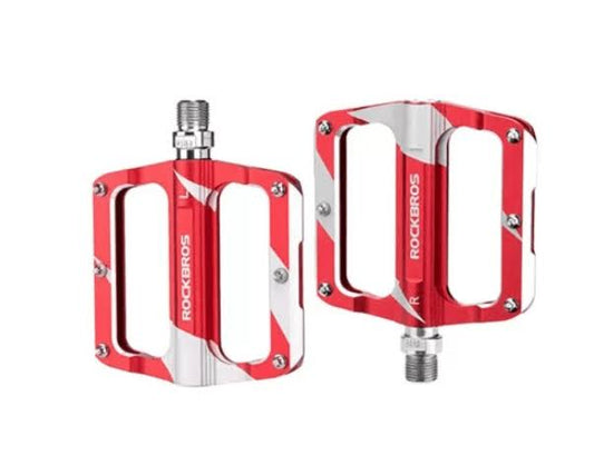 Pedales Rockbros aluminio y pines rojo