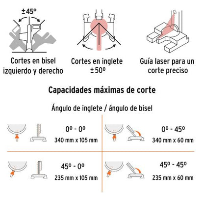 TRUPER Sierra de inglete 12", 2000W telescópica compuesta