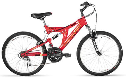 Bicicleta R 20 doble suspension roja 3x6  velocidades Ryno