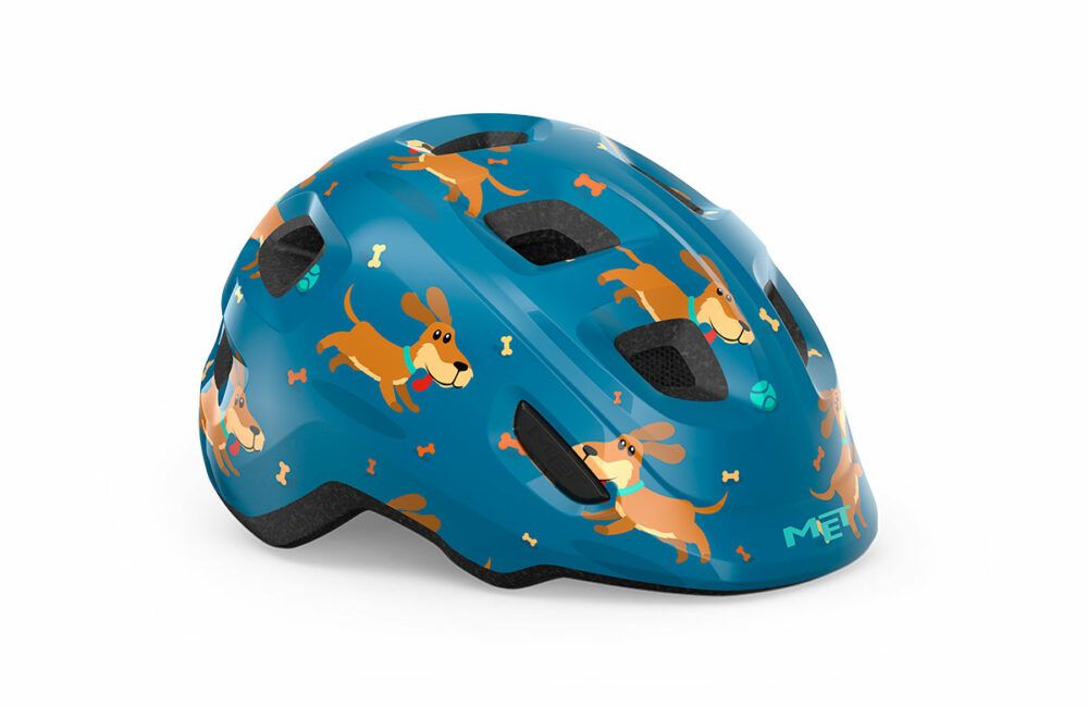Casco MET hooray infantil azul perritos