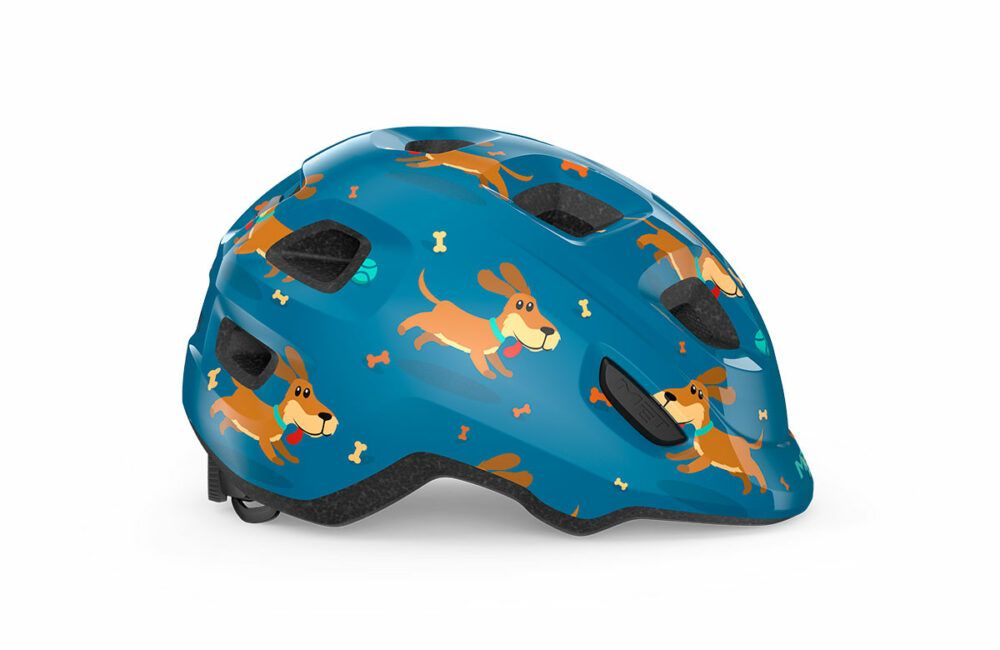 Casco MET hooray infantil azul perritos