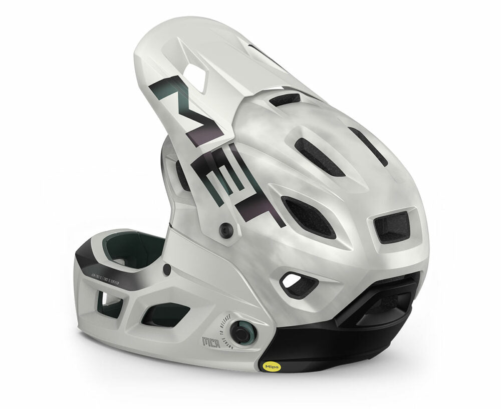 Casco MET Parachute full face desmontable 2 en 1 blanco / gris