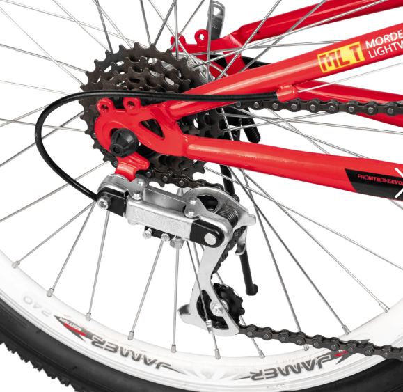 Bicicleta R 20 doble suspension roja 3x6  velocidades Ryno