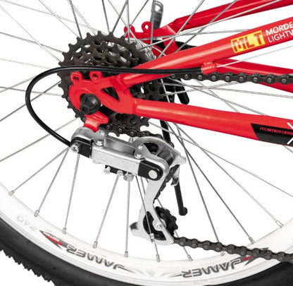 Bicicleta R 20 doble suspension roja 3x6  velocidades Ryno