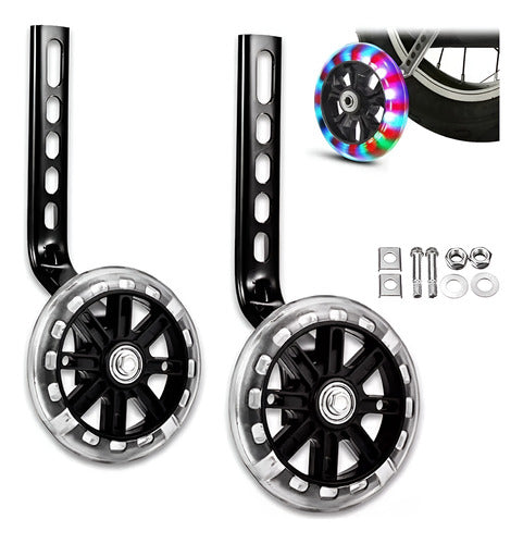 Llantitas de equilibrio laterales con luz  bici de rodado a 12/14/16/20