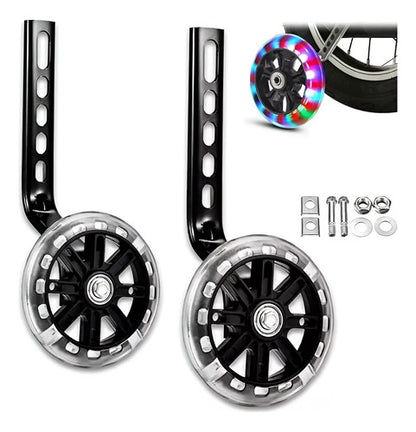 Llantitas de equilibrio laterales con luz  bici de rodado a 12/14/16/20