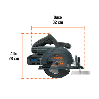 TRUPER Sierra circular 6-1/2 pulgadas 20V con 1 batería 4Ah MAX