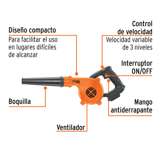 TRUPER Sopladora para taller 20V 1 batería 2Ah