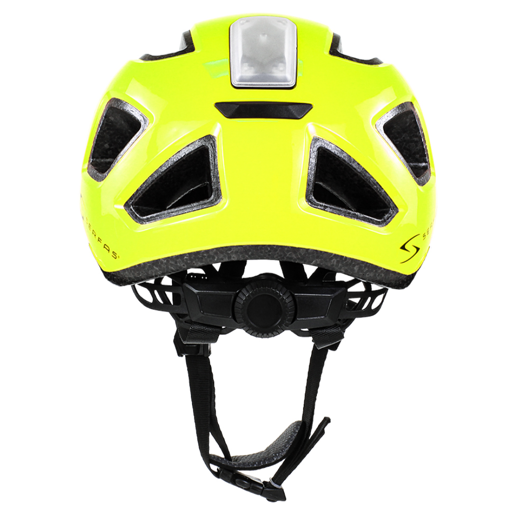 Casco SERFAS metro verde limón con luz trasera