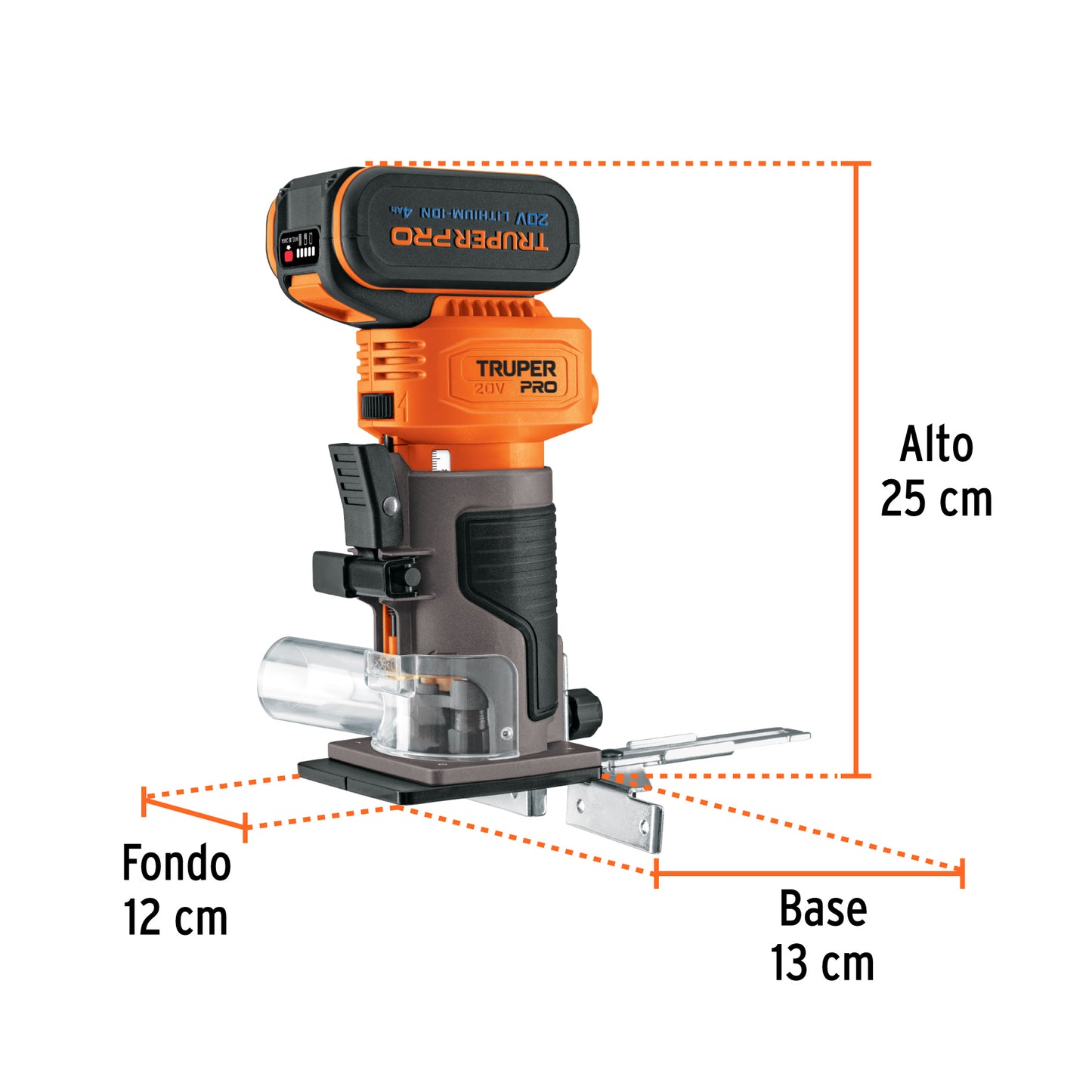 TRUPER PRO Router Rebajadora 1/4pulgadas 1 batería 4 Ah